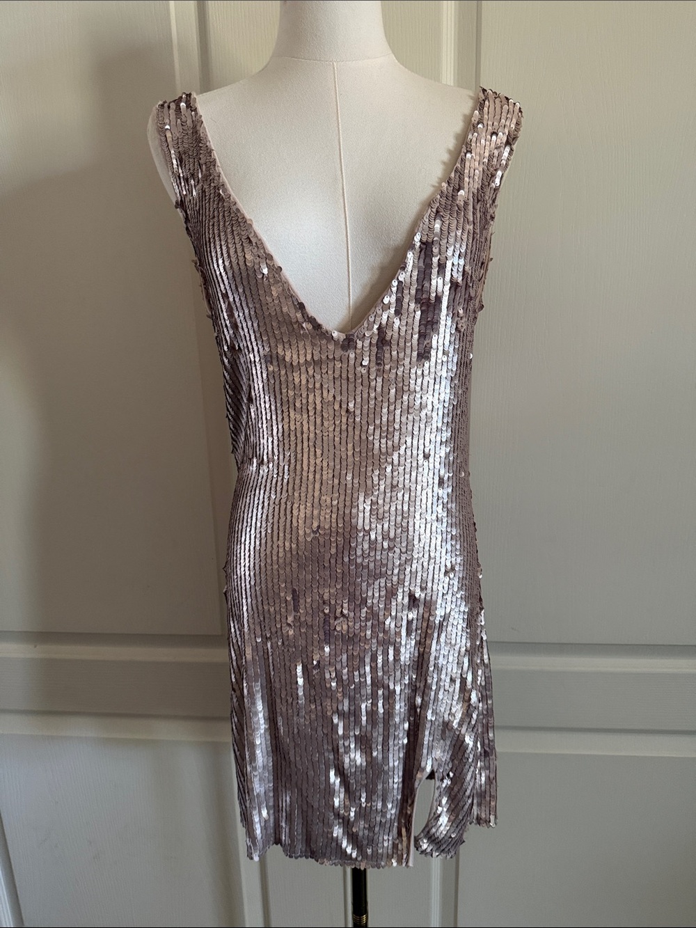 Free People Intimately Deep VNeck sequin mini dress